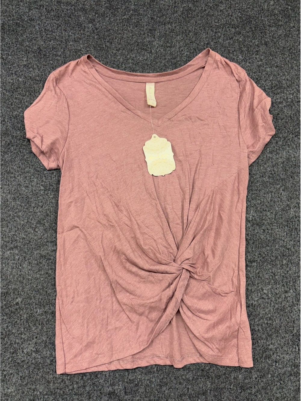 Altard State Women's Mauve Twist Front V-Neck T-Shirt Size S